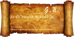 Grünvald Miklós névjegykártya